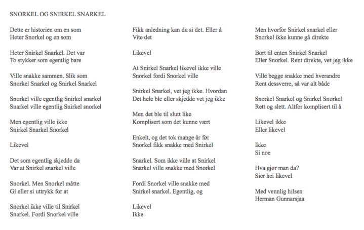 SNORKEL OG SNIRKEL SNARKEL