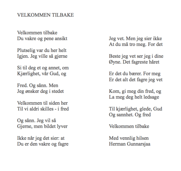 VELKOMMEN TILBAKE