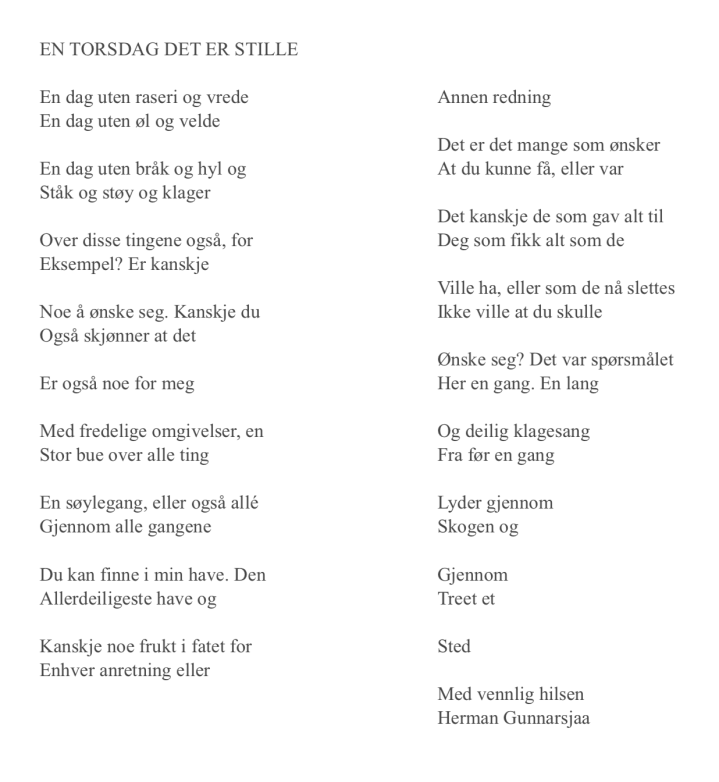 EN TORSDAG DET ER STILLE