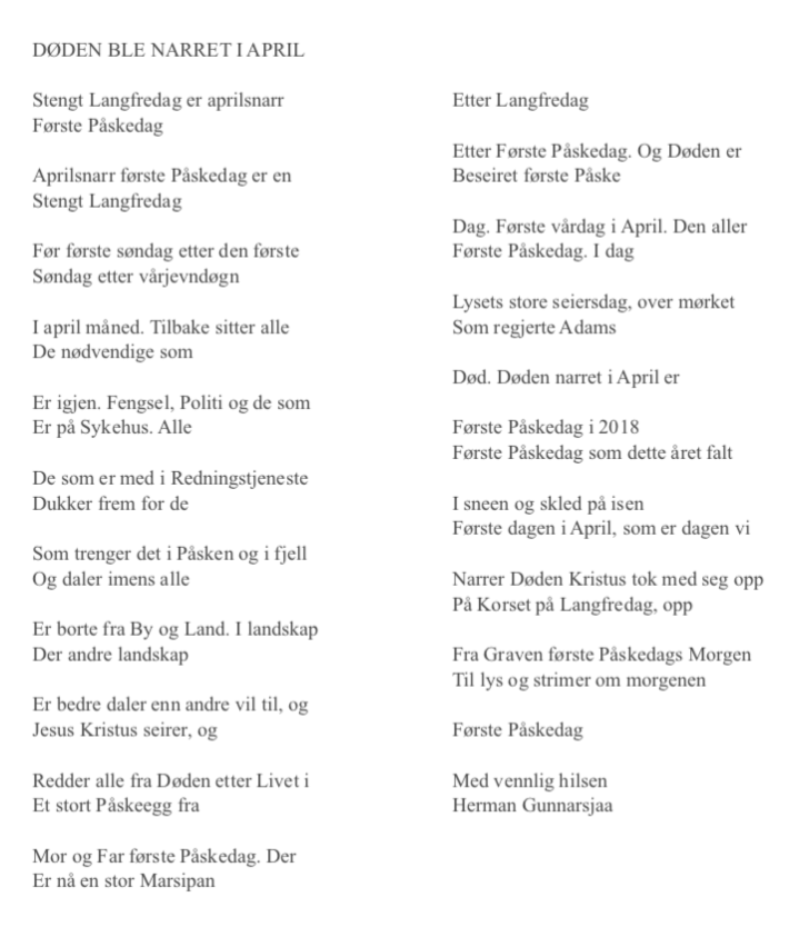 DØDEN BLE NARRET I APRIL