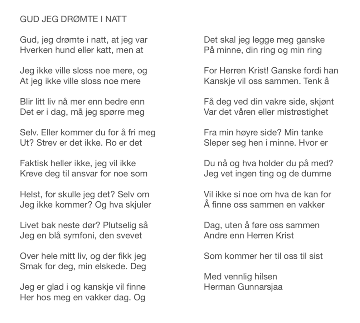 GUD JEG DRØMTE I NATT