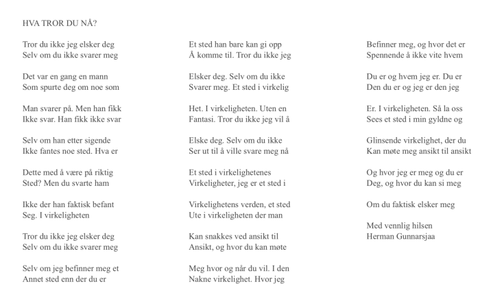 HVA TROR DU NÅ?