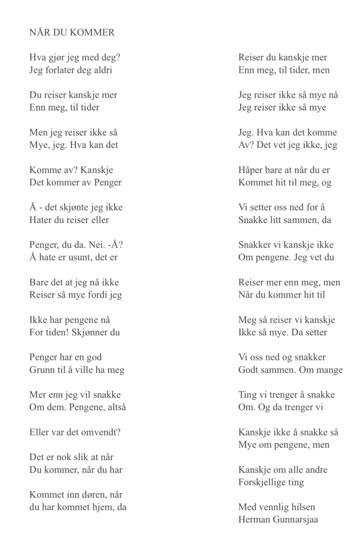 NÅR DU KOMMER HJEM