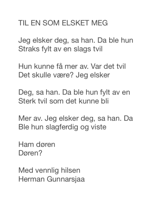 TIL EN SOM ELSKET MEG