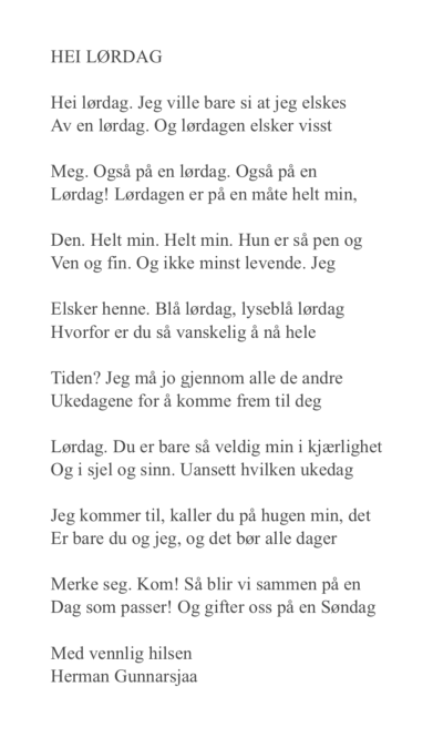HEI LØRDAG