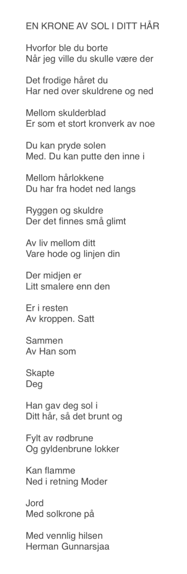 EN KRONE AV SOL I DITT HÅR