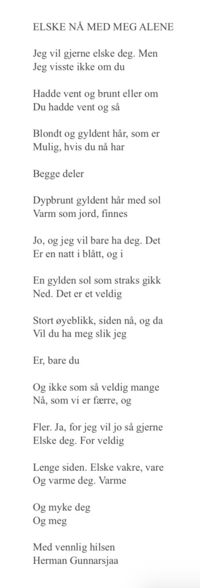 ELSKE NÅ MED MEG ALENE