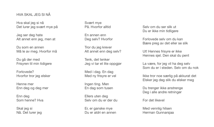 HVA SKAL JEG SI NÅ