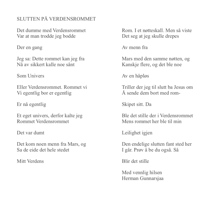 SLUTTEN PÅ VERDENSROMMET