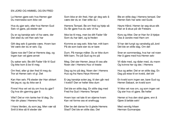 en jord og himmel og en fred