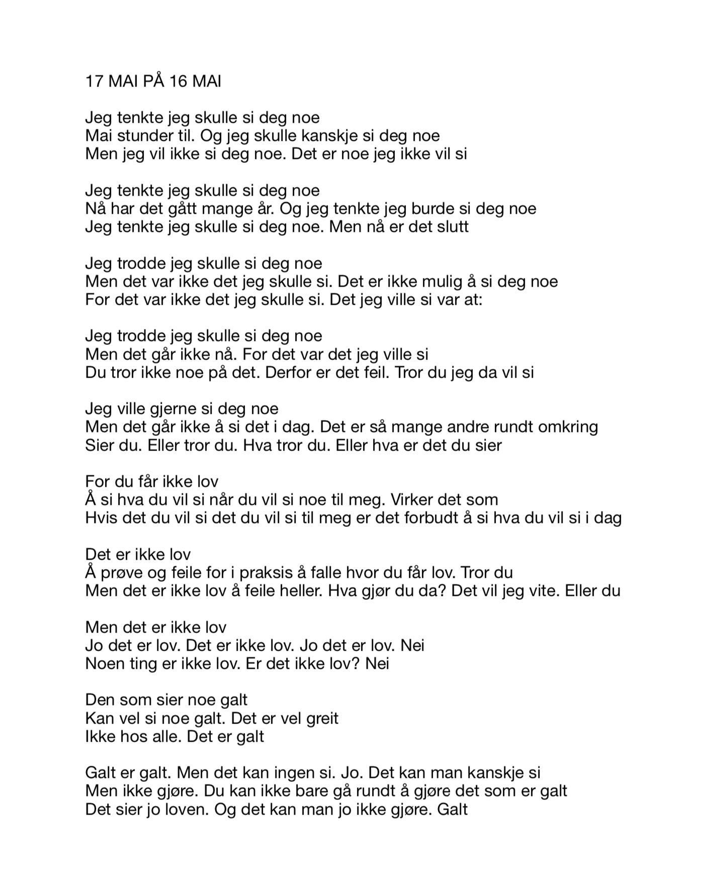 17 MAI PÅ 16 MAI